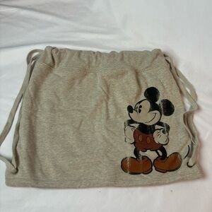 Disneyworld Park Exclusive Mickey Mouse Beige Jersey Bag Drawstring Backpack